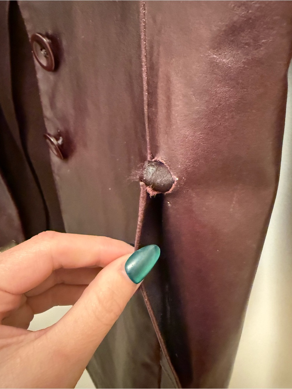 Vintage bebe Burgundy Leather Button Jacket - Picture 5 of 7